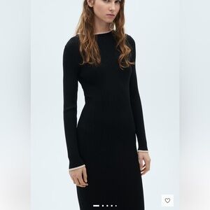 Mango Black Long Sleeve Knit Dress